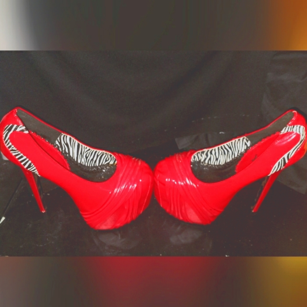 Cherry Red Bettie Page platform heels
